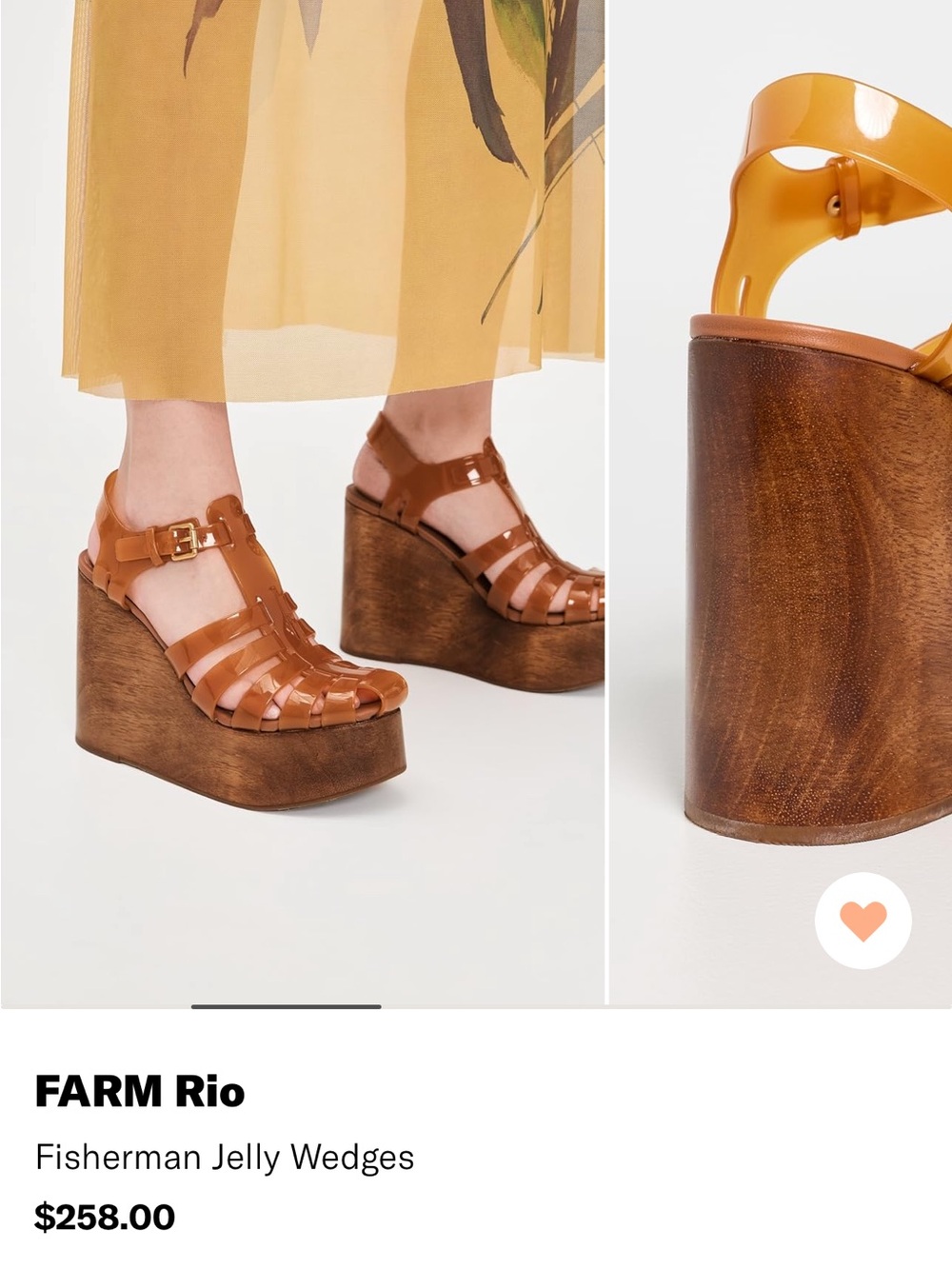 FARM Rio Cognac Brown Glossy Fisherman Wedge Sandals